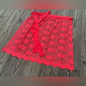 Bright Red lace fabric Apron Octoberfest Apron Costume Apron